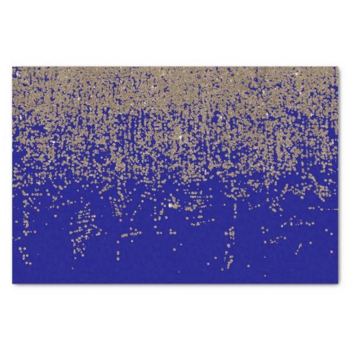 Cobalt Blue Gold Glitter Ombre Gradient Tissue Paper