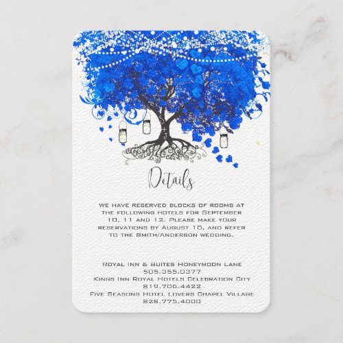 Cobalt Blue Heart Leaf Tree Wedding Custom Invitation