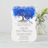 Cobalt Blue Heart Leaf Tree Wedding Invitation (Standing Front)