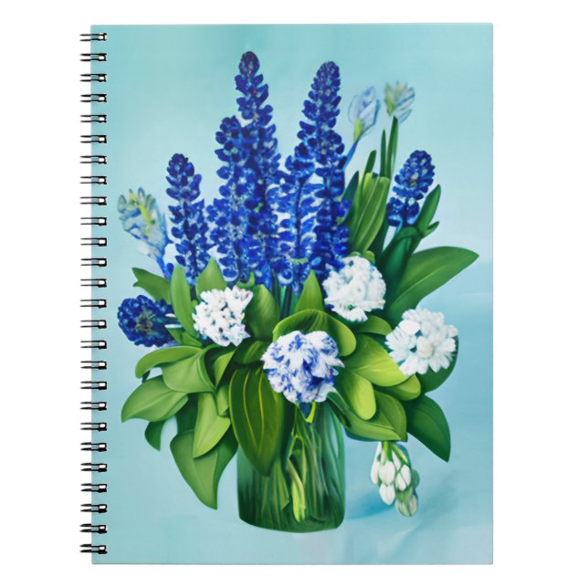 Cobalt Blue Hyacinths and Hydrangeas Notebook (Front)