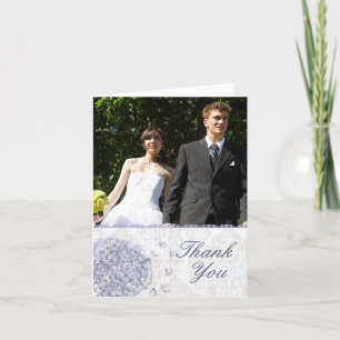 Cobalt blue hydrangea flower wedding thank you