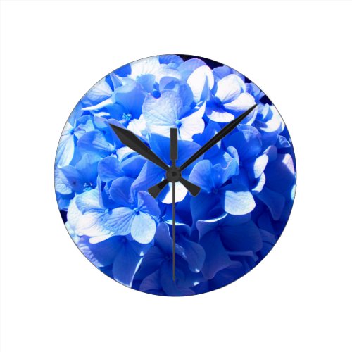 Cobalt Blue Hydrangea Round Clock