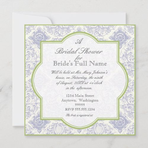 Cobalt Blue Iris Quatrefoil _ Bridal Shower Invite