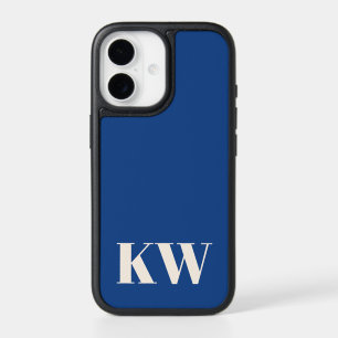 Cobalt Blue Ivory Two Initials Bold Serif Monogram iPhone 17 Case