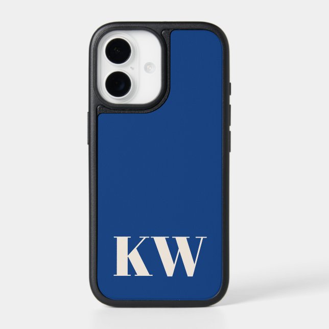 Cobalt Blue Ivory Two Initials Bold Serif Monogram Otterbox iPhone Case (Back)