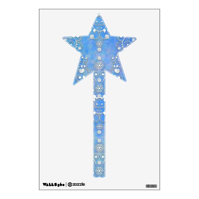 Cobalt Blue Lacy Damask Magic Wand Wall Decal (Front)