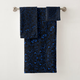 Cobalt Blue Mandala with Intricate Symmetry Bath Towel Set