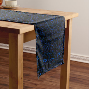 Cobalt Blue Mandala with Intricate Symmetry Long Table Runner