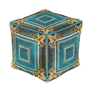 Cobalt Blue Marble Art Deco Greek Floral Seamless