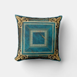 Cobalt Blue Marble Art Deco Greek Floral Seamless