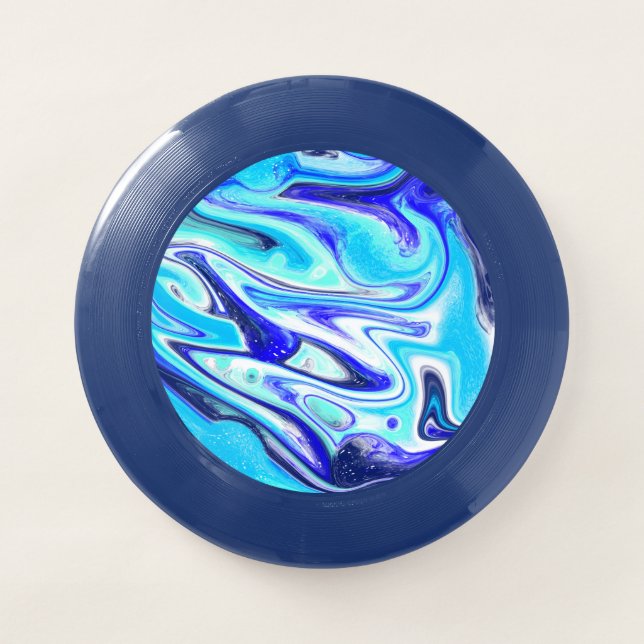 Cobalt Blue Marble Fluid Art Swirls  Wham-O Frisbee (Front)