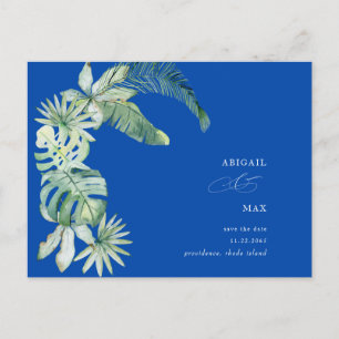 Cobalt Blue Mediterranean Tropical Save the Date Announcement Postcard
