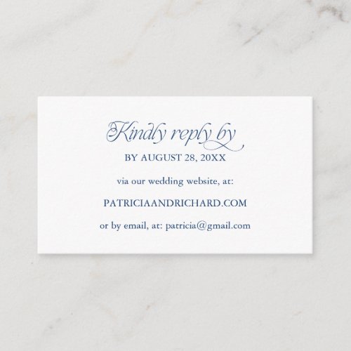 Cobalt Blue Minimalist Online RSVP Wedding Website Enclosure Card
