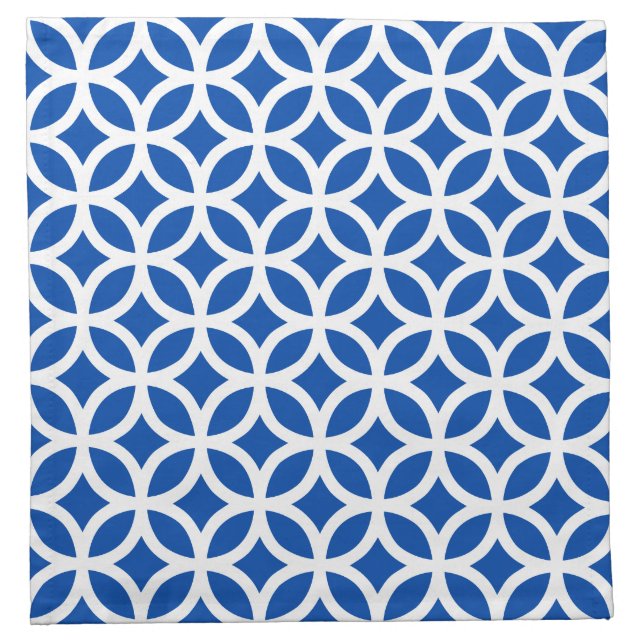 Cobalt Blue Modern Geometric Cloth Napkin (Front)