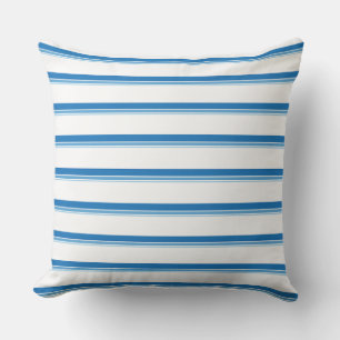 Cobalt Blue Modern Nautical Stripes  Throw Pillow