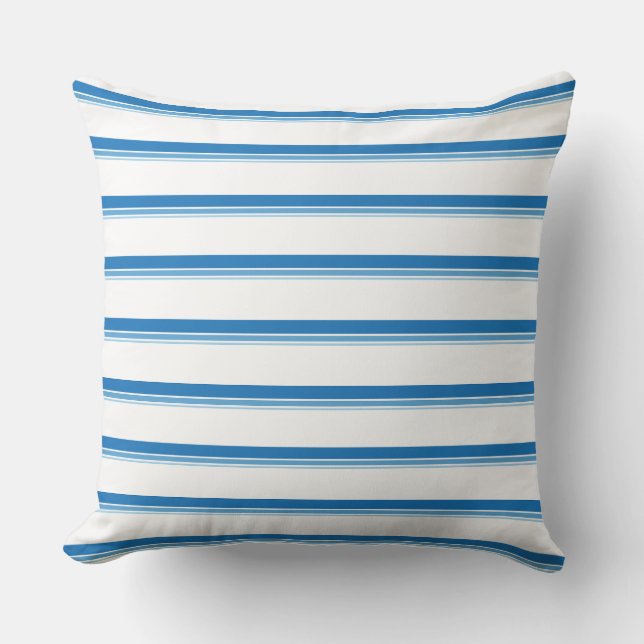 Cobalt Blue Modern Nautical Stripes  Throw Pillow (Front)