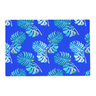 Cobalt Blue Monstera Breeze Placemat