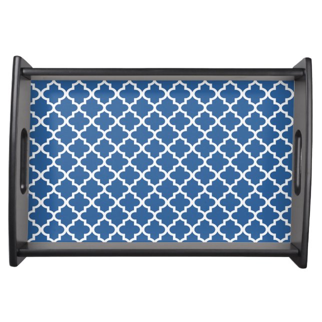 Cobalt Blue Moroccan Tile Trellis Serving Tray (Front)