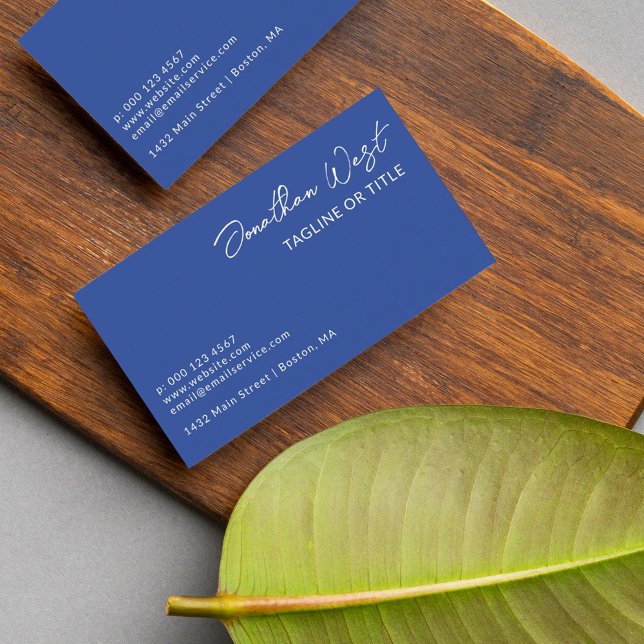 Cobalt Blue Name In Signature Script One Sided Business Card (Creator Uploaded)