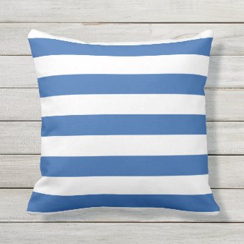 Cobalt Blue Nautical Stripes Outdoor Pillows by Richard__Stone at Zazzle