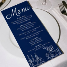 Cobalt Blue Old Money Illustrated Chic Wedding