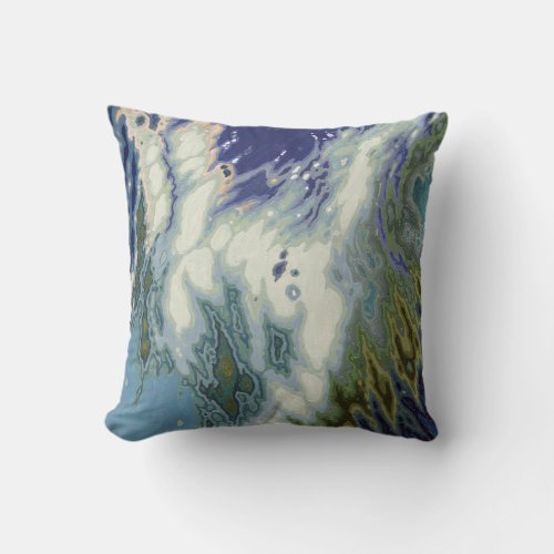 Cobalt Blue Olive Green and Gray Coastal Pillow