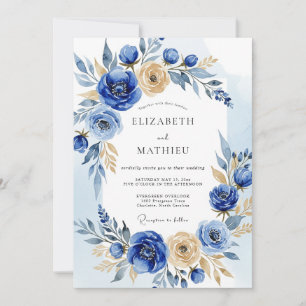 Cobalt Blue Opulent Winter Wedding Invitation