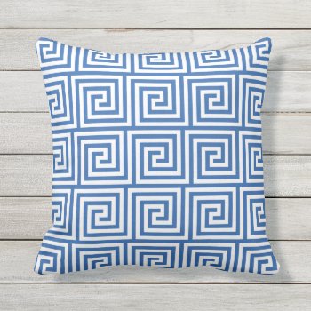 Cobalt Blue Outdoor Pillows Greek Key by Richard__Stone at Zazzle