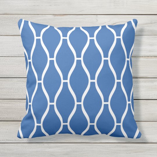 Cobalt Blue Outdoor Pillows Greek Trellis