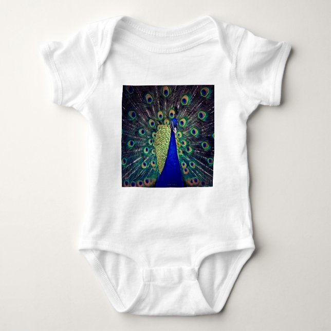 Cobalt Blue Peacock Baby Bodysuit (Front)