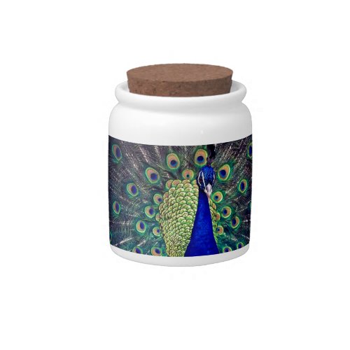 Cobalt Blue Peacock Candy Jar