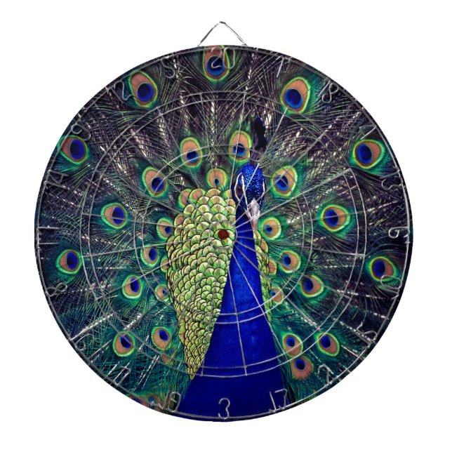 Cobalt Blue Peacock Dart Board (Front)