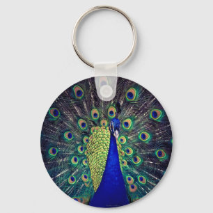 Cobalt Blue Peacock Keychain