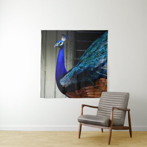 Cobalt Blue Peacock Tapestry