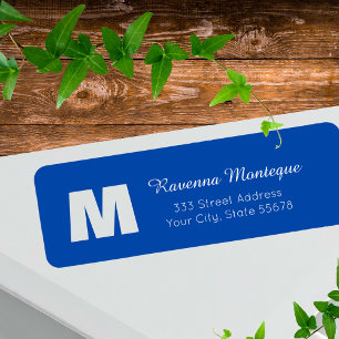 Cobalt Blue Personalized Monogram Letter Name Label
