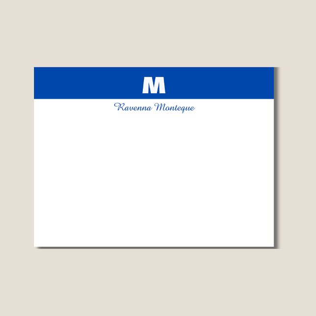 Cobalt Blue Personalized Name Letter Monogram  Note Card (Creator Uploaded)