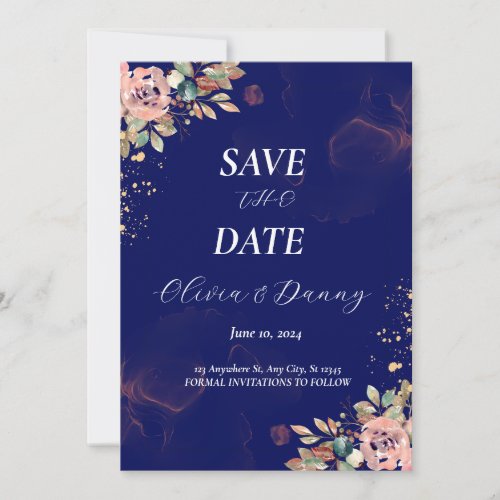 Cobalt Blue Personalized Save_the_Date Invitation 