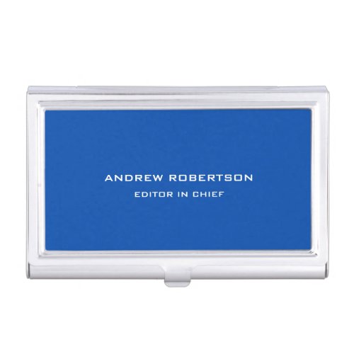 Cobalt Blue Plain Elegant Minimalist Simple Business Card Case