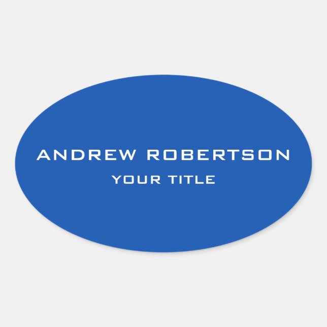 Cobalt Blue Plain Elegant Minimalist Simple Oval Sticker (Front)