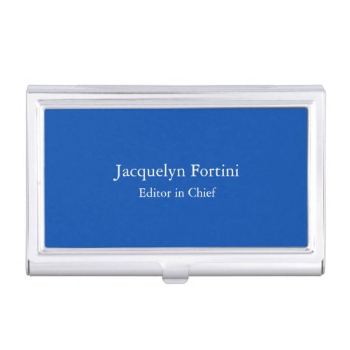 Cobalt Blue Plain Elegant Modern Minimalist Business Card Case