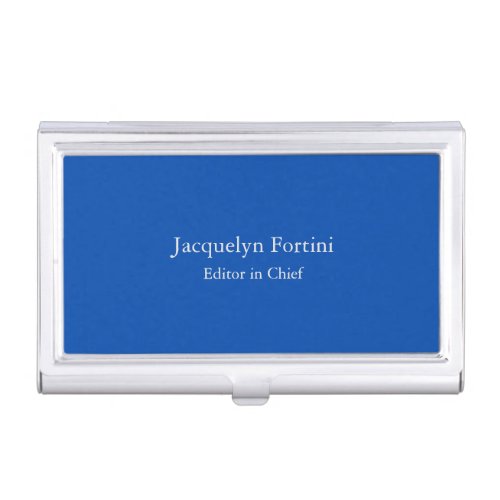 Cobalt Blue Plain Elegant Modern Minimalist Business Card Case