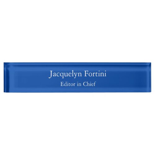 Cobalt Blue Plain Elegant Modern Minimalist Desk Name Plate