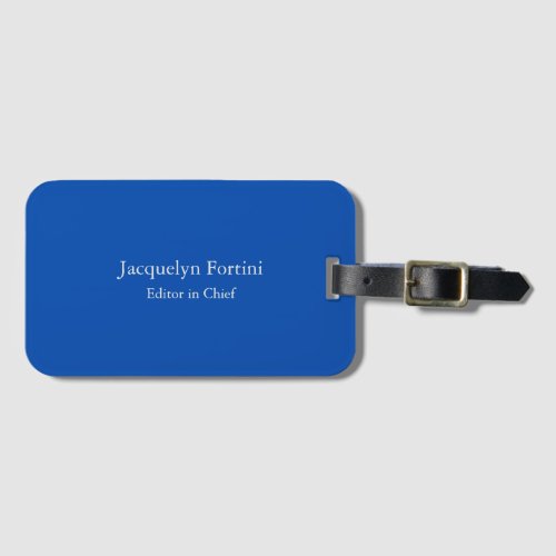 Cobalt Blue Plain Elegant Modern Minimalist Luggage Tag