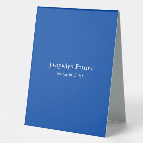 Cobalt Blue Plain Elegant Modern Minimalist Table Tent Sign