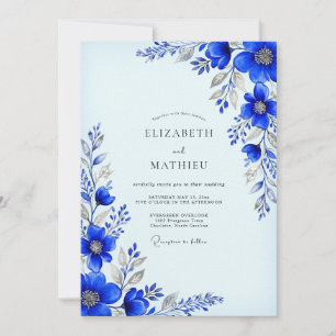 Cobalt Blue Pristine Winter Wedding Invitation