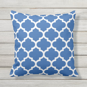 Cobalt Blue Quatrefoil Pattern Outdoor Pillows