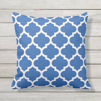 Cobalt Blue Quatrefoil Pattern Outdoor Pillows by Richard__Stone at Zazzle