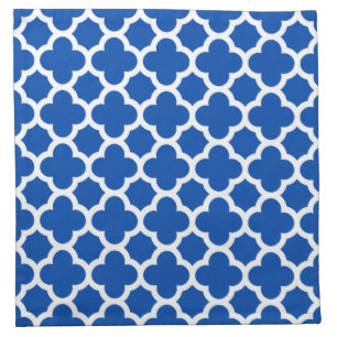Cobalt Blue Quatrefoil Trellis Pattern Napkin