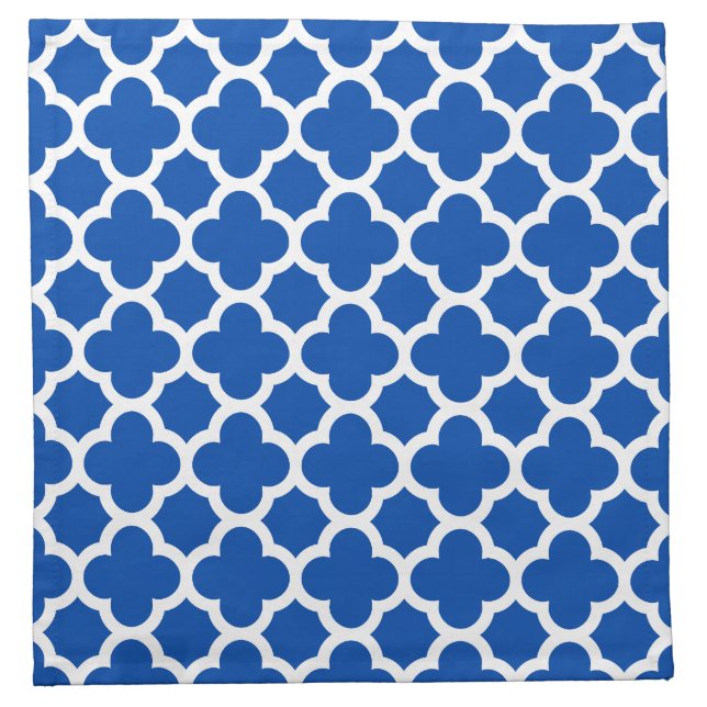 Cobalt Blue Quatrefoil Trellis Pattern Napkin (Front)