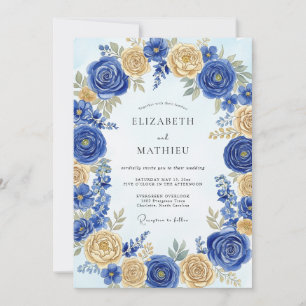 Cobalt Blue Regal Spring Wedding Invitation